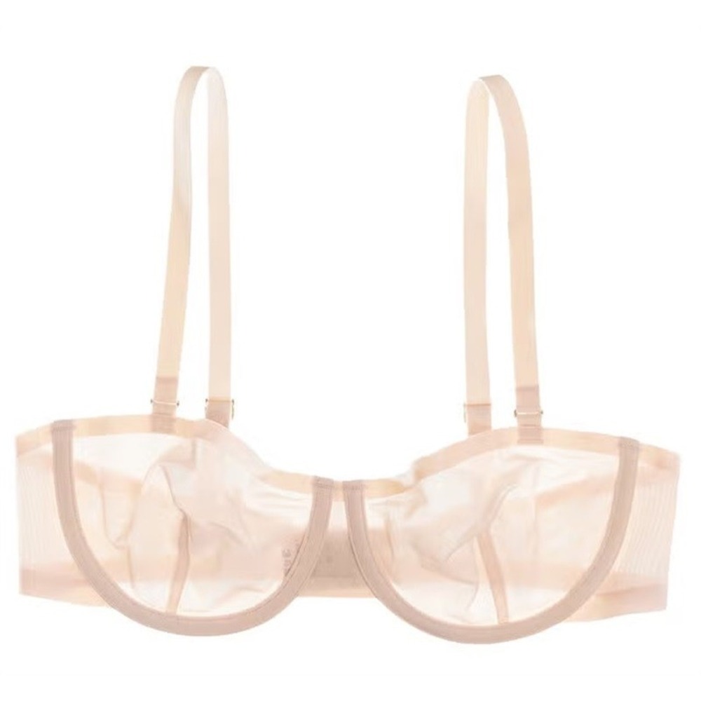 NWOT CUUP 32E The Balconette Mesh Ivory Sheer Underwire Bra 132095